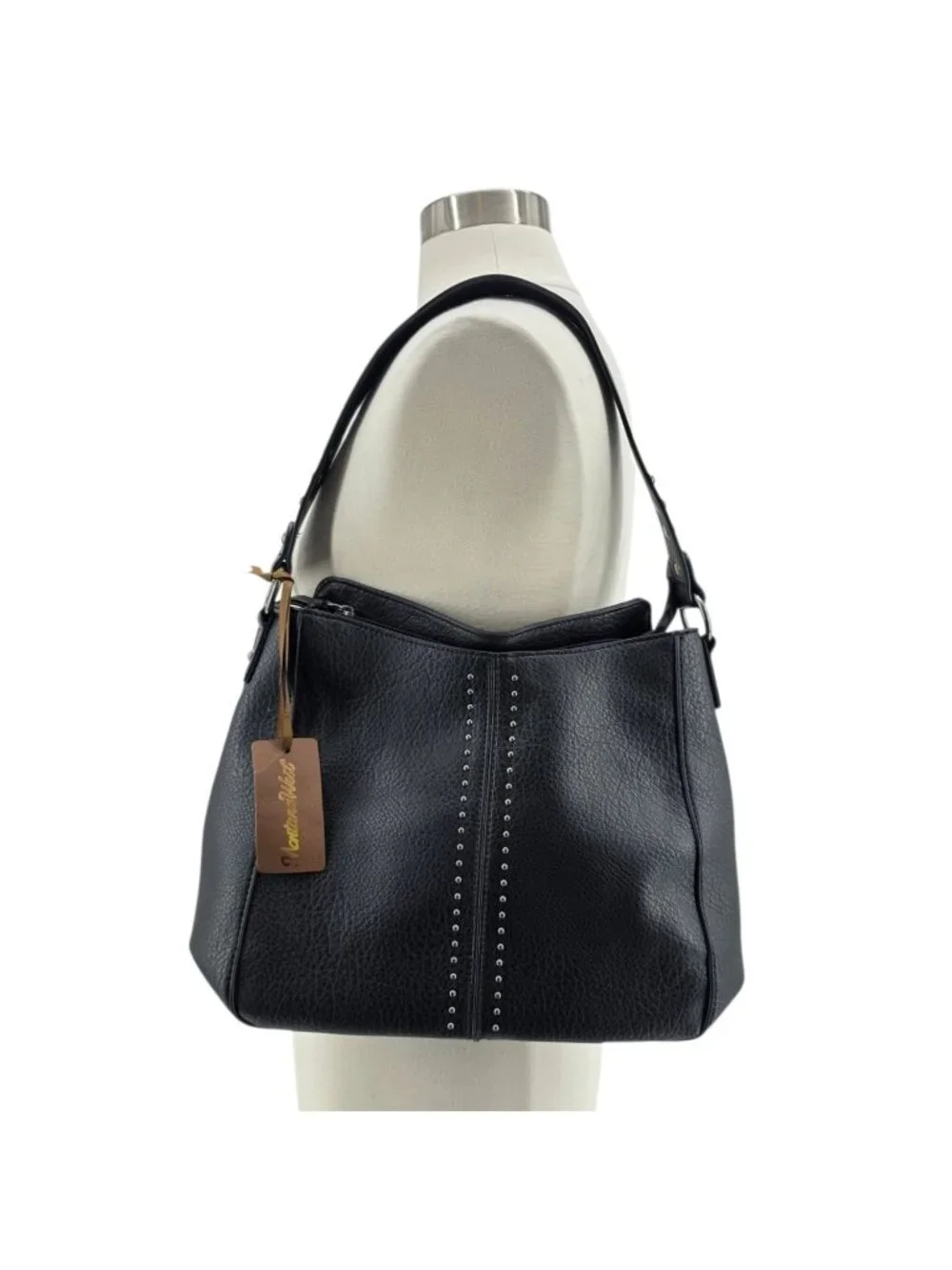 NEW Montana West Hobo Bag Faux Vegan Leather Black Studded Western Boho Purse